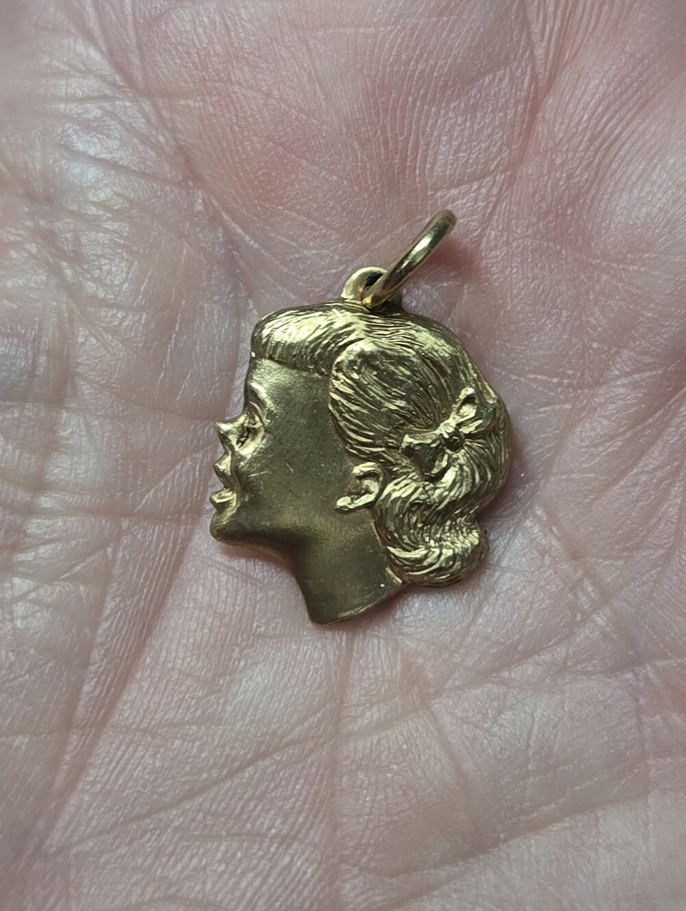 Vintage Gold Filled Girl Profile Charm Pendant